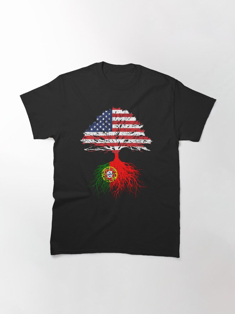 Portuguese Roots, American, Portugal Grown, USA Flag, Design Art Gift Men Women Youth Family Classic T-Shirt