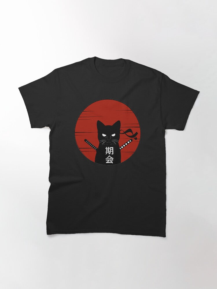 Ninja Cat, Samurai Shirt, Japanese Text, Classic T-Shirt