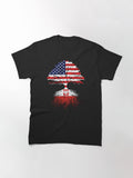 Polish Roots, American, Poland Grown, USA Flag, Design Art Gift for Men Women Youth Family Classic T-Shirt