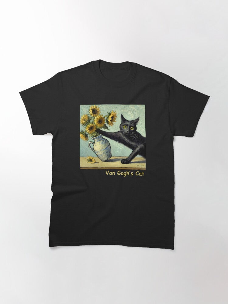 Van Gogh's Black Cat - Sunflower Parody Art Classic T-Shirt