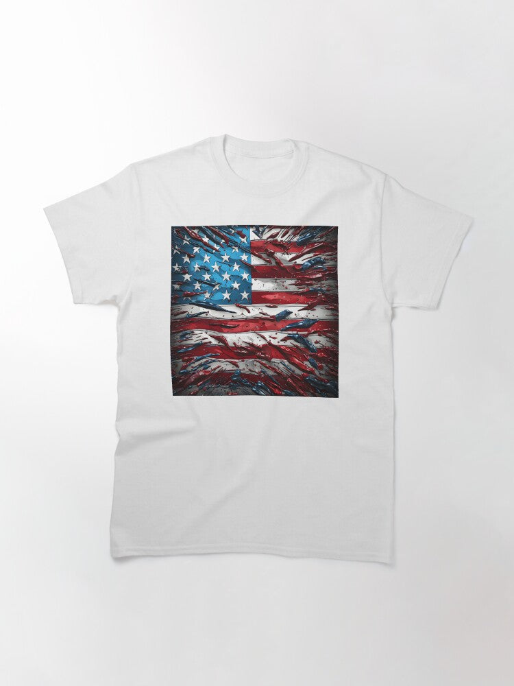 Pop Art Patriotic American Flag Digital Print Classic T-Shirt 2