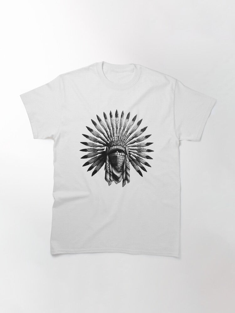 Palestine Scarf Kufiya Palestinian Keffiyeh for Men Women Kids and American Indian Feathers Classic T-Shirt