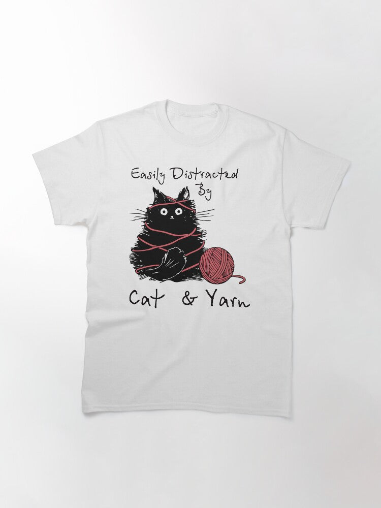 Easily Distracted by Cat and Yarn Classic T-Shirt