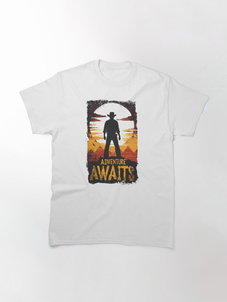 Adventure Awaits Sunset Pyramids Adventurer Classic T Shirt Premium Print