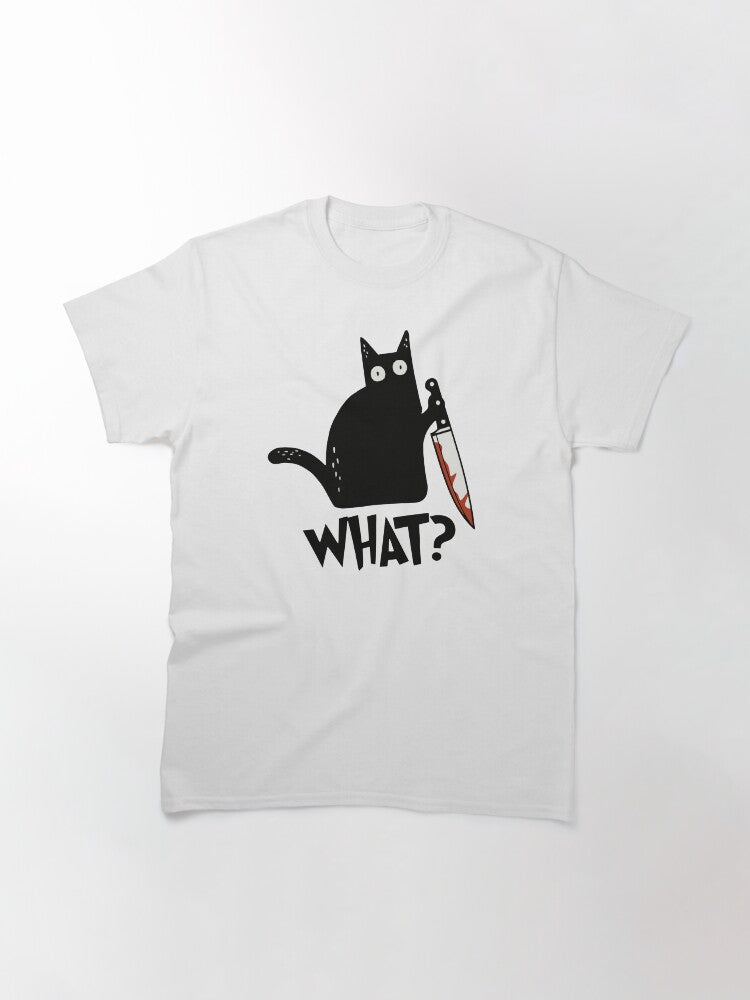Cat What? Murderous Black with Knife Gift Premium T-Shirt Classic