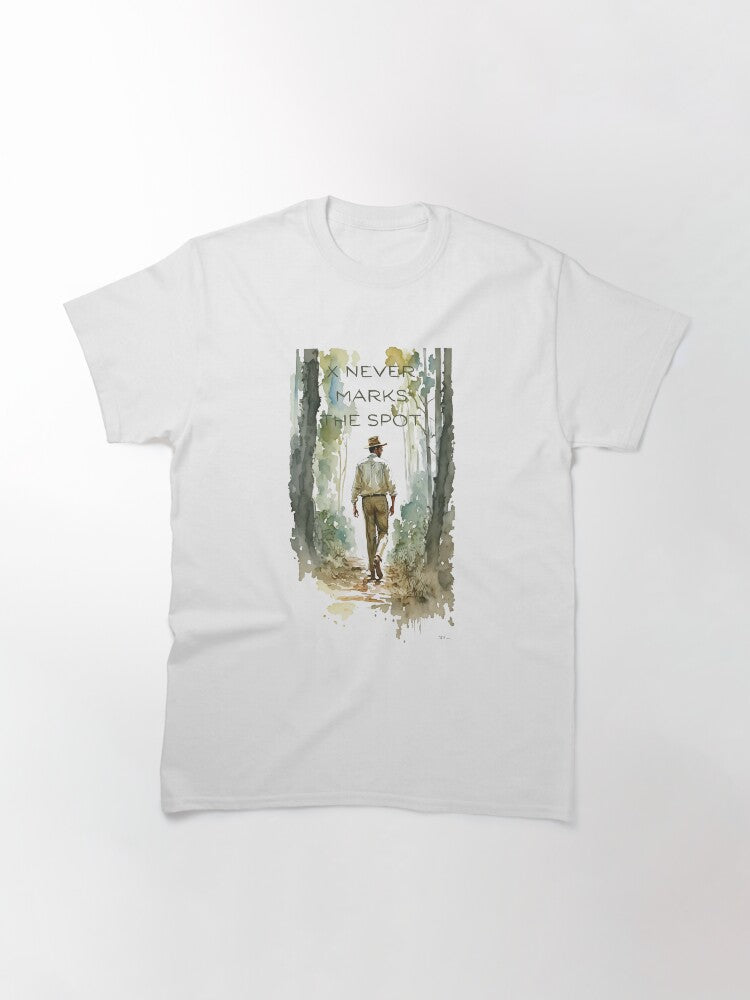 X Never Marks the Spot Man in Hat Watercolor White Jones Classic T Shirt Premium Print