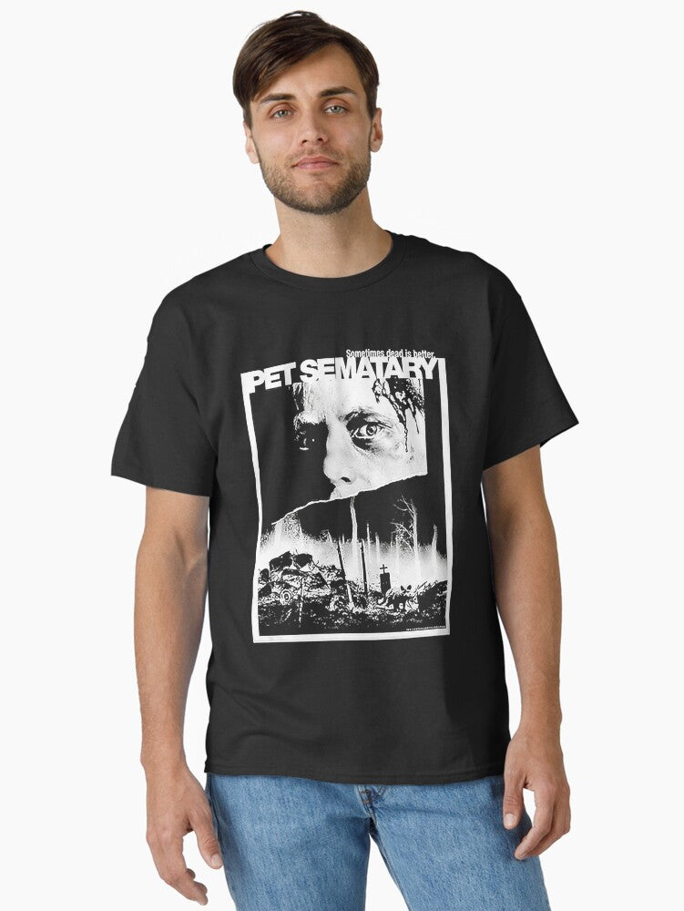 Natural Beauty Cemetery Gravestone Death Film Black And White Poster Pet Sematary Halloween Gift For Fan Classic T-Shirt | Premium Unisex T-Shirt, Trending Graphic Tee