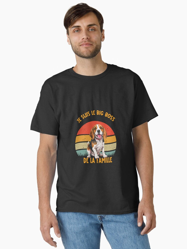 Beagle Dog, I Am the Big Boss of the Family, for Hunting Dog Lovers, in French T-Shirt