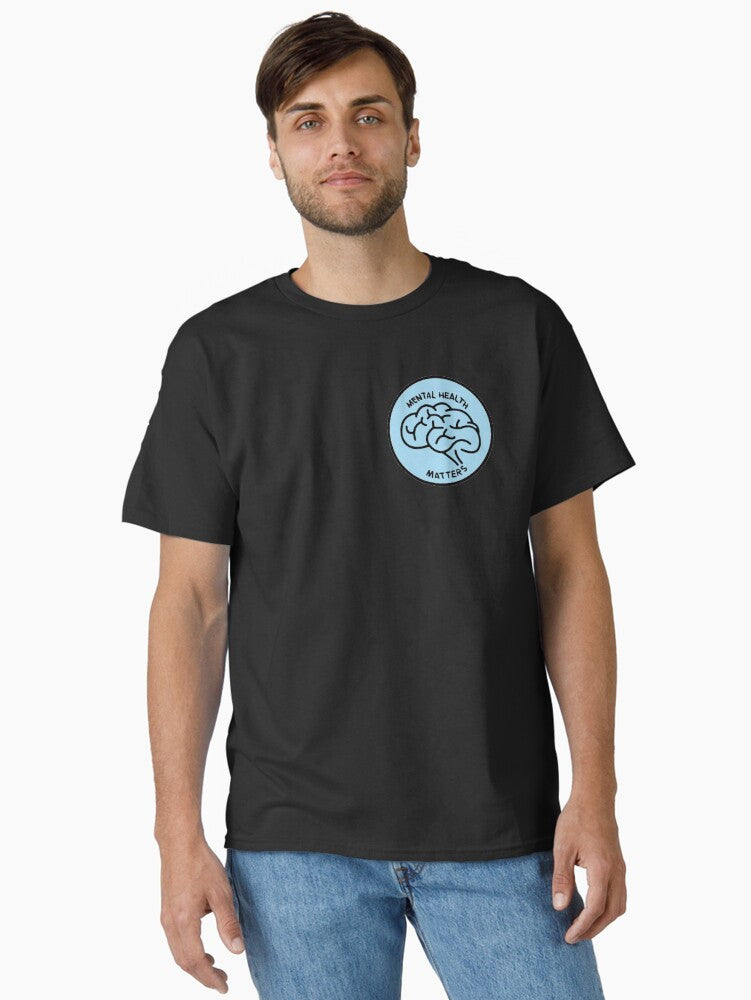 Brain Minimalist Mental Health Matters Black- Psychology T-Shirt