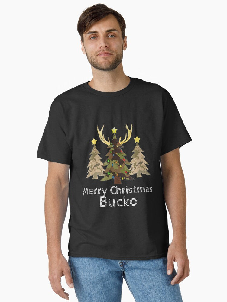 Deer Buck Hunting Shirt Christmas Camo Antler Hunter Men Dad T-Shirt