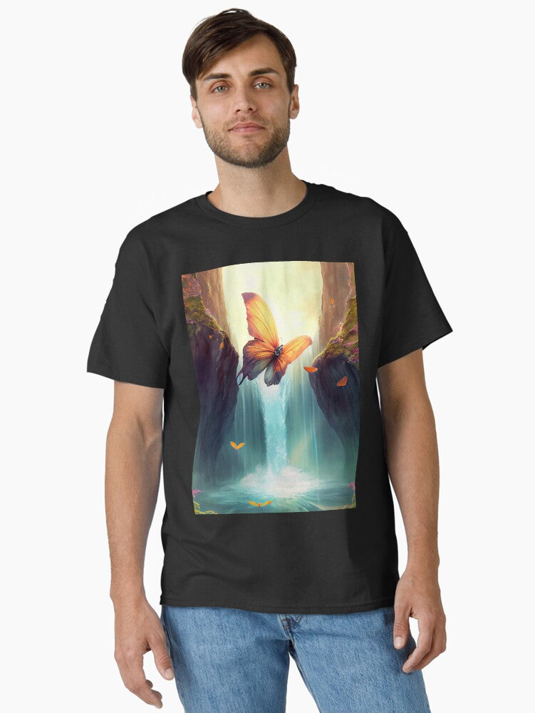 Butterfly Waterfall Classic T Shirt T Shirt AI Inspired Art Daily Wear