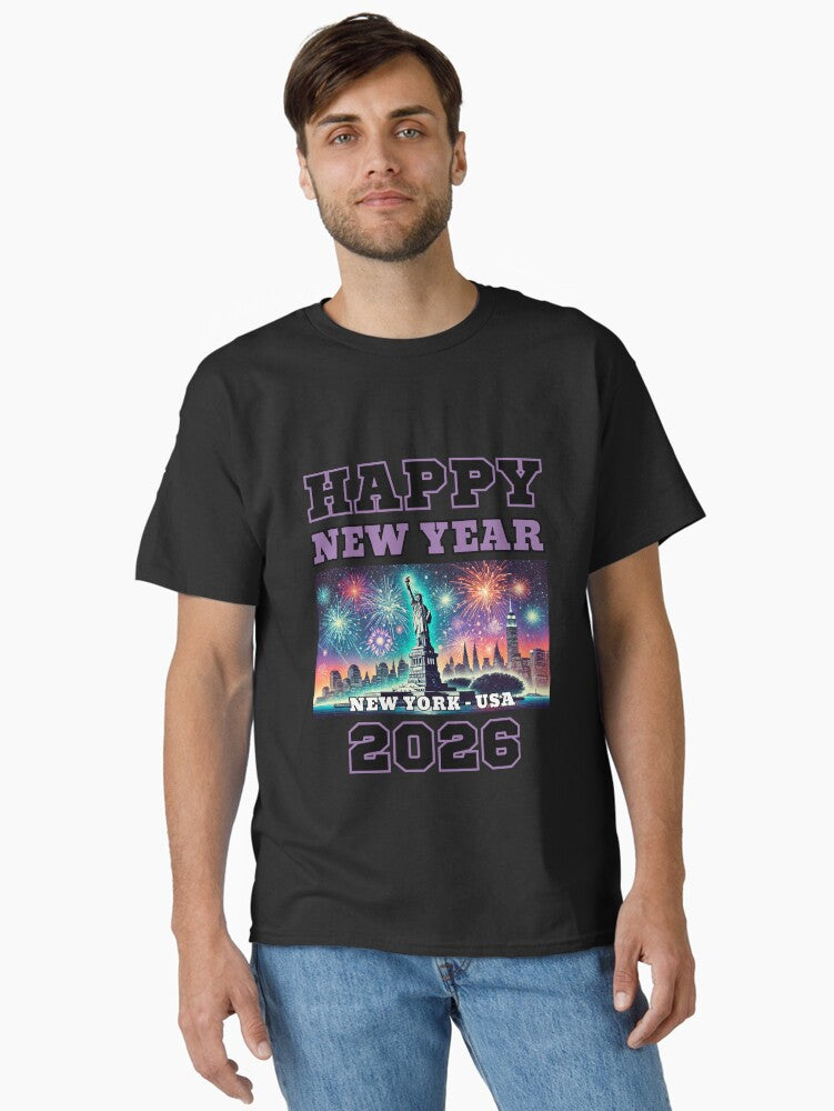 Happy New Year 2026 - New York - Purple Edition Classic T-Shirt | Premium Unisex T-Shirt, Trending Graphic Tee