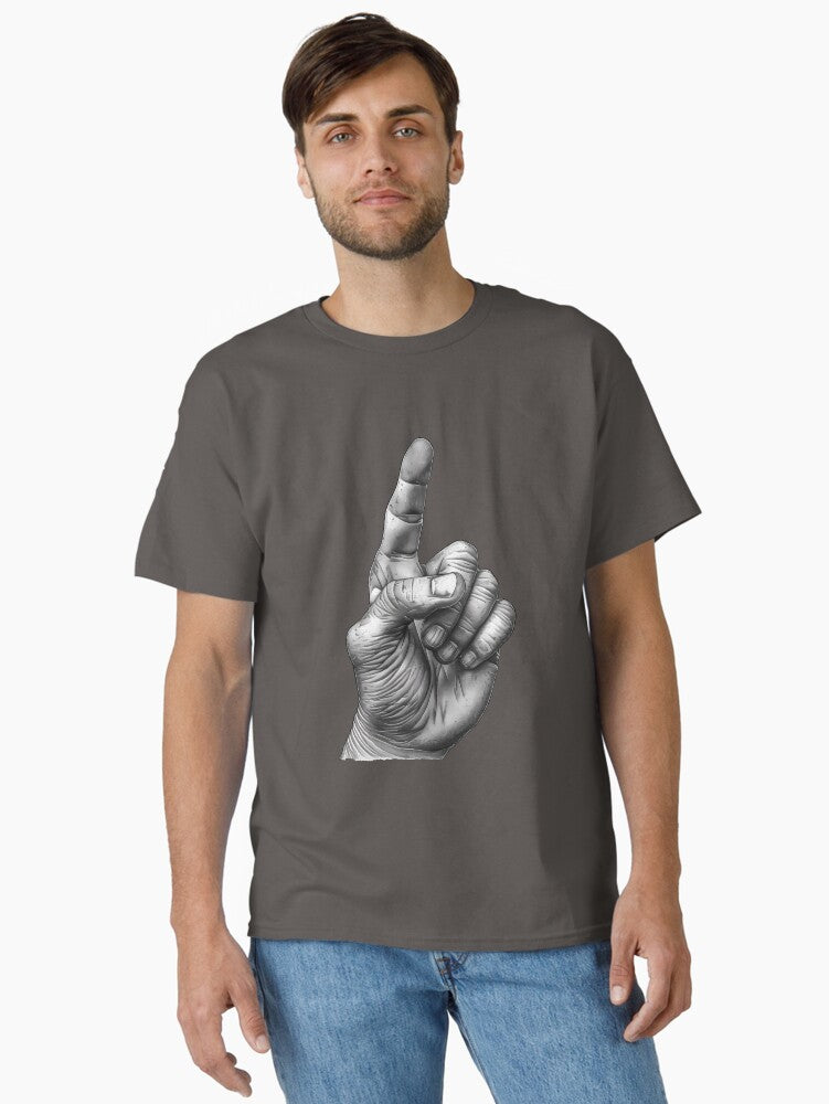 Realistic hand one Finger Up Collection Classic T-Shirt | Graphic T-Shirt for Unisex