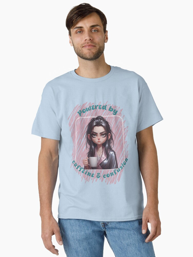 Caffeine Confusion Long Black Hair Classic T Shirt