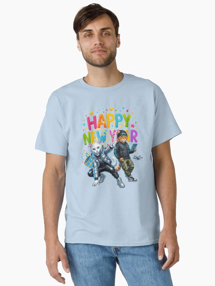 Tactical Tech wear Cats Happy New Year 2026 Cyber Street Mission Drone Classic T-Shirt | Premium Unisex T-Shirt, Trending Graphic Tee
