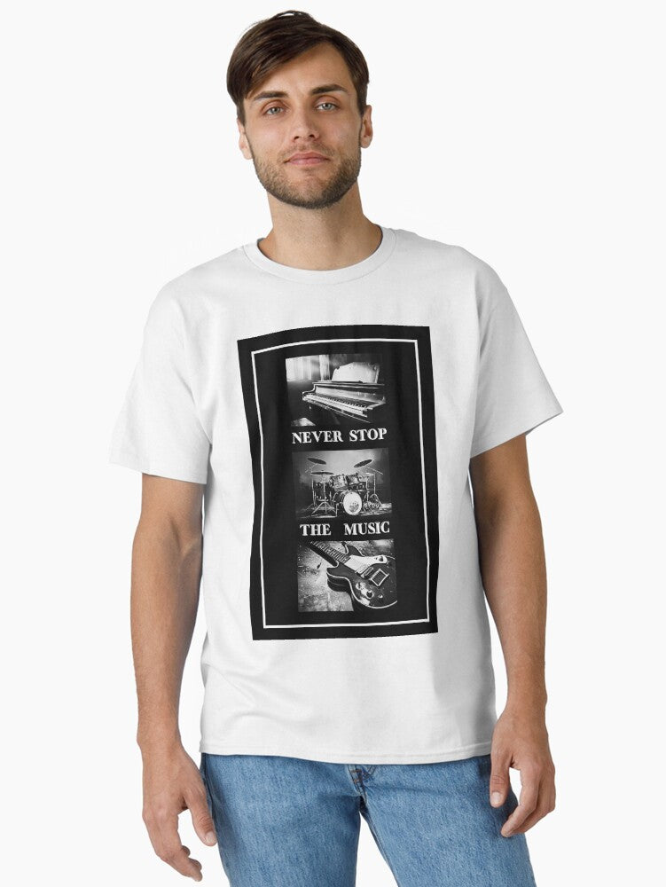 never stop the music vintage graphics Classic T Shirt T Shirt Comfort Fit Modern Aesthetic