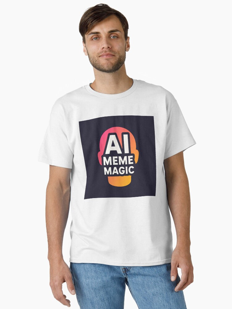 AI Meme Magic Bold AI Inspired Logo for Memes Merchandise Classic T Shirt T Shirt High Search Demand Futuristic Style