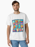 Fun Kawaii Food Pattern Digital Painting Classic T Shirt T Shirt Comfort Fit Daily Wear