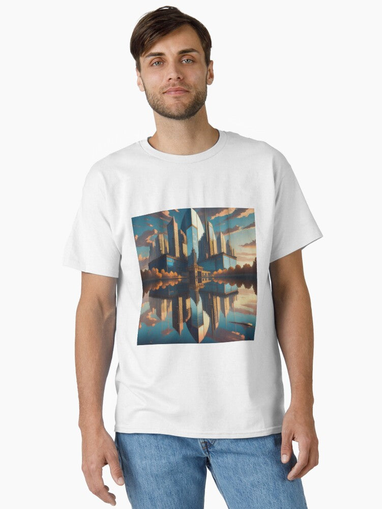 City Reflections Classic T Shirt T Shirt AI Inspired Art Gift Ready