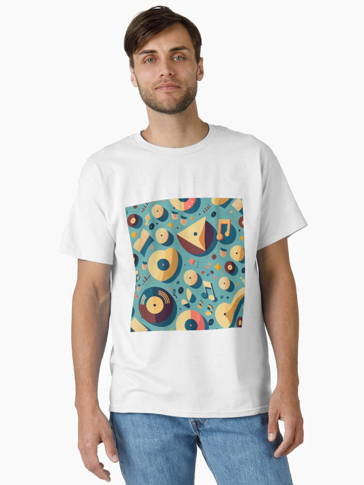 Bright Colorful Modern Flat Music Pattern Digital Painting Classic T Shirt T Shirt Trending US Modern Aesthetic