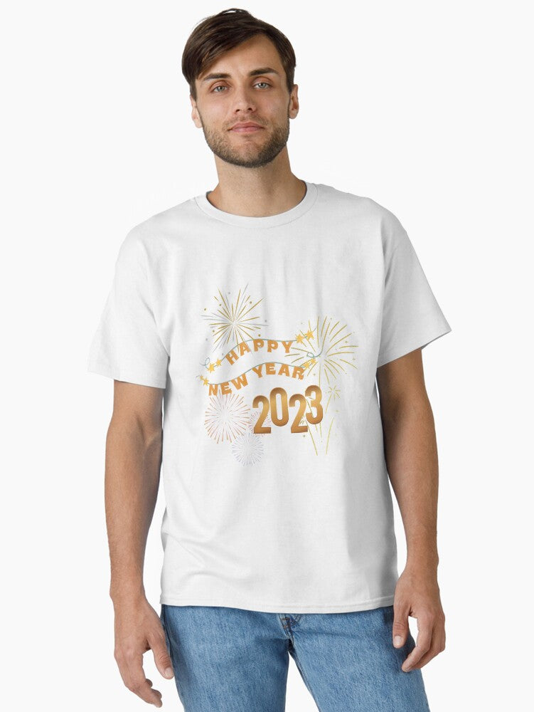 Happy New Year 2023 celebrate party fireworks Classic T-Shirt | Premium Unisex T-Shirt, Trending Graphic Tee
