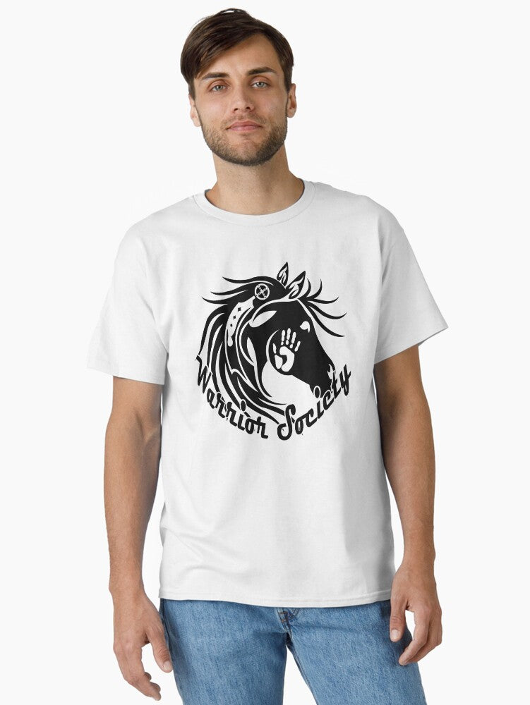Warrior Society Horse Black Classic T-Shirt | Graphic T-Shirt for Unisex