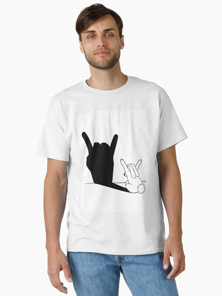 Rabbit Rock and Roll Hand Shadow Classic T-Shirt | Graphic T-Shirt for Unisex