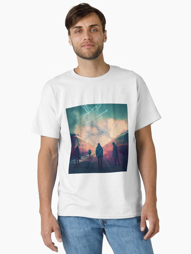 Connections Digital Painting Classic T Shirt T Shirt Premium Print Futuristic Style