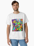 Abstract Brilliant Futuristic Anime Rainbow Moroccan Pattern Digital Painting Classic T Shirt T Shirt Premium Print