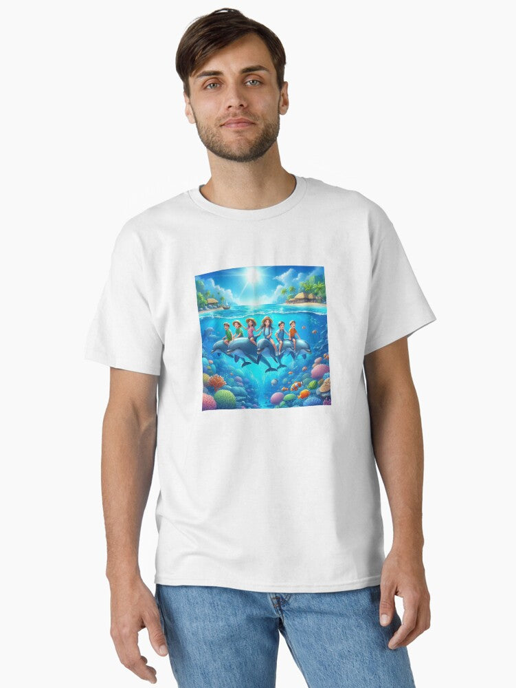 FUN TIME AT THE SEA WITH THE DOLPHIN FAMILY Classic T Shirt T Shirt Premium Print Tech Vibe