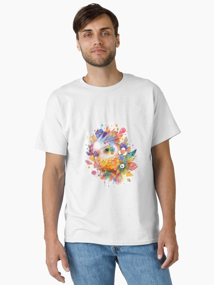 colorful arrangement with bird and flower 2 Classic T Shirt T Shirt Streetwear Style Daily Wear