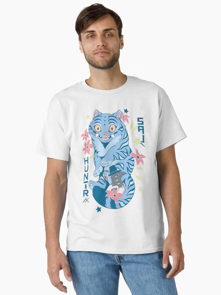 Blue Tiger with a Hat and Flowers PERFECT GIFT FOR YOU AND FRIENDS Classic T-Shirt | Graphic T-Shirt for Unisex