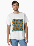 Detailed Midcentury Modern Pattern Digital Painting Classic T Shirt T Shirt Comfort Fit Futuristic Style
