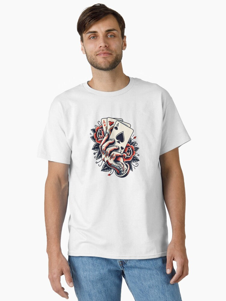 Playing Cards Roses Flash Tattoo Art Design Classic T Shirt T Shirt Premium Print Gift Ready