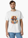 Colorful Cute Welsh Springer Spaniel in Flowers Watercolor Portrait T-Shirt