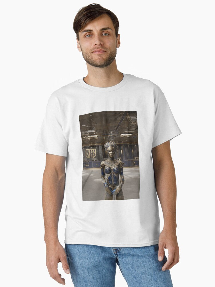 Lifelike AI assistant with temple indicators Classic T Shirt T Shirt Comfort Fit Tech Vibe