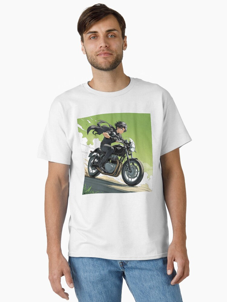 Speed Samurai Green Sky Anime Rider in Motion T Shirt Classic T Shirt T Shirt Streetwear Style Gift Ready