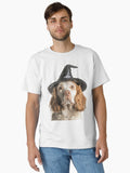 Clumber Spaniel Dog Wearing Halloween Witch Hat T-Shirt