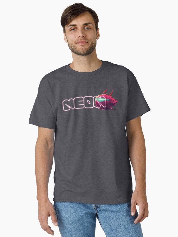 Neon Pomegranate Lit Pom Logo Text Ver 1 Classic T Shirt T Shirt High Search Demand Daily Wear