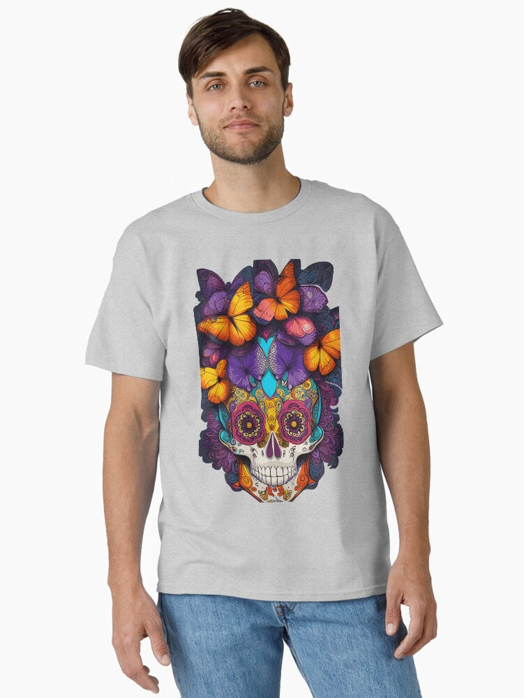 Sugar Skull of Butterflies Classic T Shirt T Shirt Trending US Daily Wear