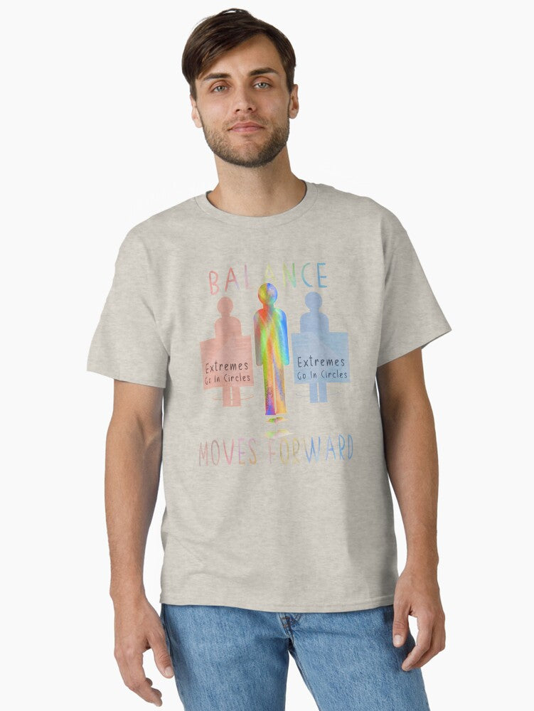 Balance Matters hand drawn graphics with text Classic T Shirt T Shirt AI Inspired Art Tech Vibe