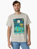 Happy New Year at the Tiki Bar Retro Mid-Century New Year Illustrstion Classic T-Shirt | Premium Unisex T-Shirt, Trending Graphic Tee