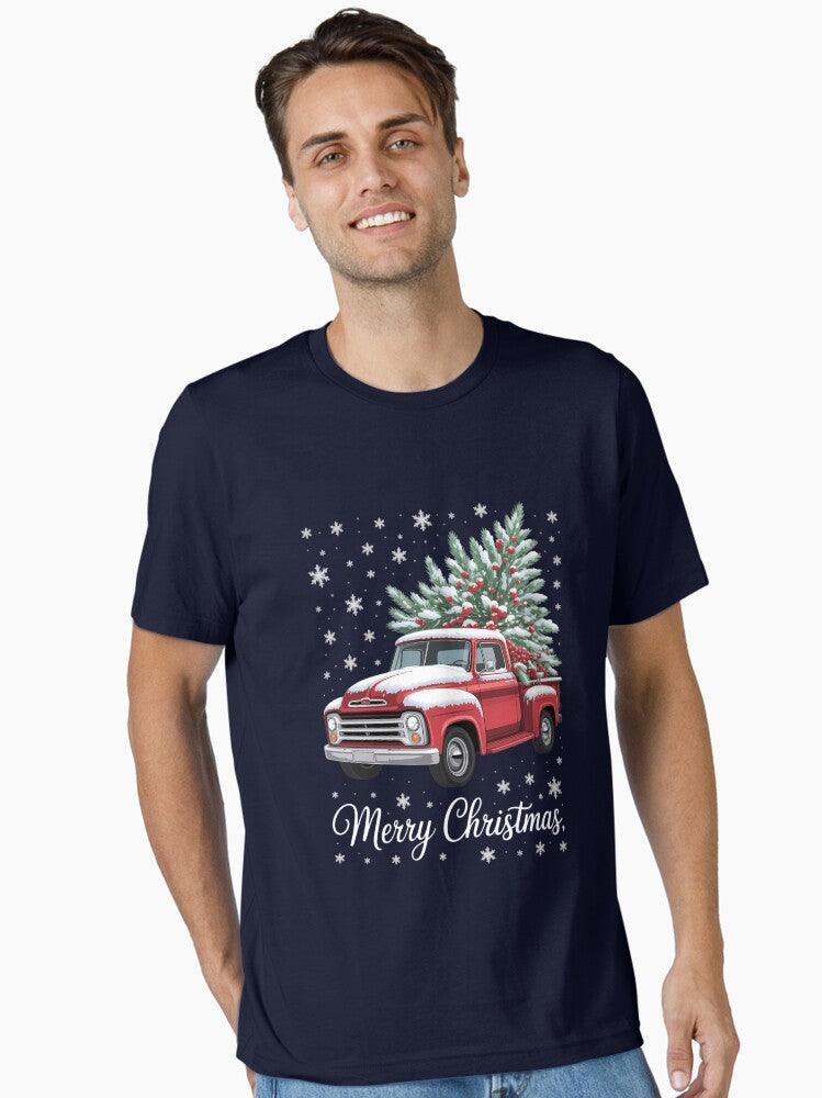 Merry Christmas Red Truck Family Matching Christmas Pajama Essential T-Shirt | Premium Unisex T-Shirt, Trending Graphic Tee