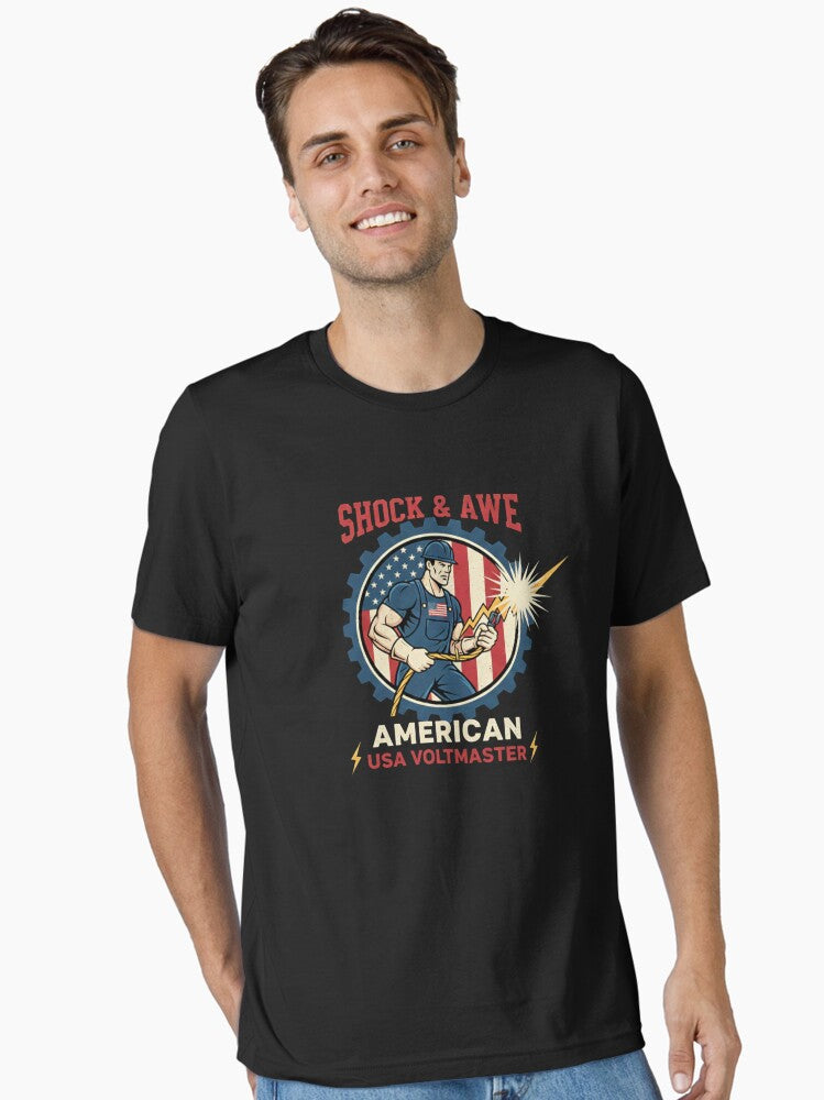 Electrician T-Shirt Shock & Awe Electrician Patriotic Logo