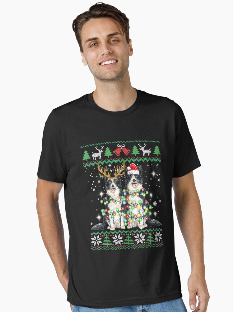 Border Collie Dog Ugly Christmas Funny Xmas Gift Dog Lovers Essential T-Shirt | Premium Unisex T-Shirt, Trending Graphic Tee