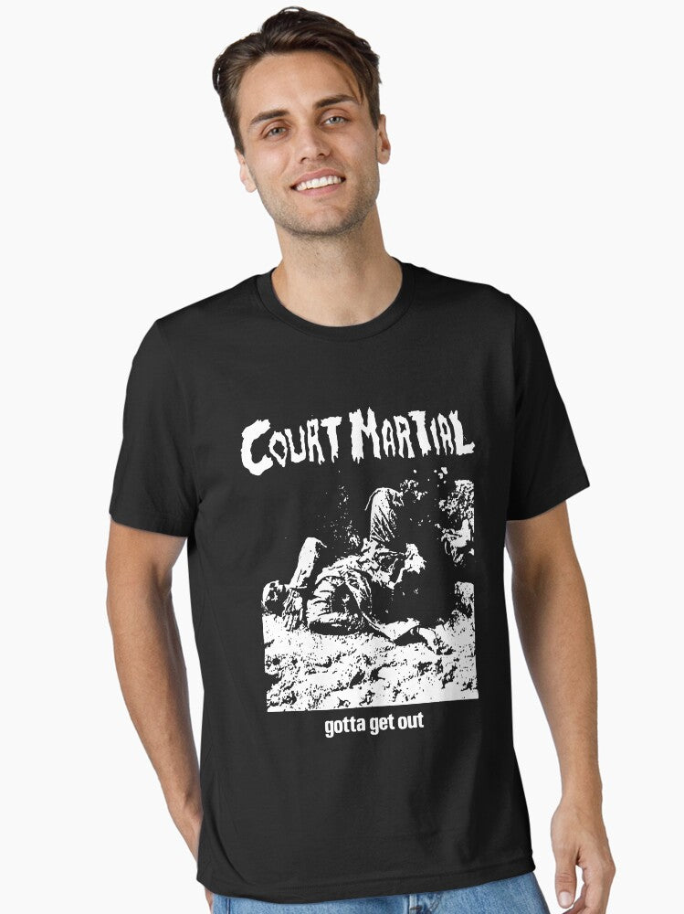 Love Funny Man Court Martial Gotta Get Out Gifts For Everyone Essential T-Shirt | Premium Unisex T-Shirt, Trending Graphic Tee