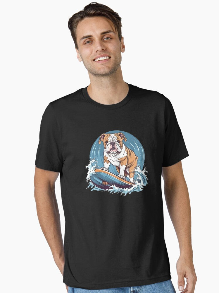 Cute Bulldog Surfing Lover Theme Design Bulldog Surfer Art Pet Dog Essential T-Shirt | Graphic T-Shirt for Unisex
