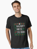 Naughty Nice Civil Engineer Christmas List Ugly Christmas Sweater Essential T-Shirt | Premium Unisex T-Shirt, Trending Graphic Tee