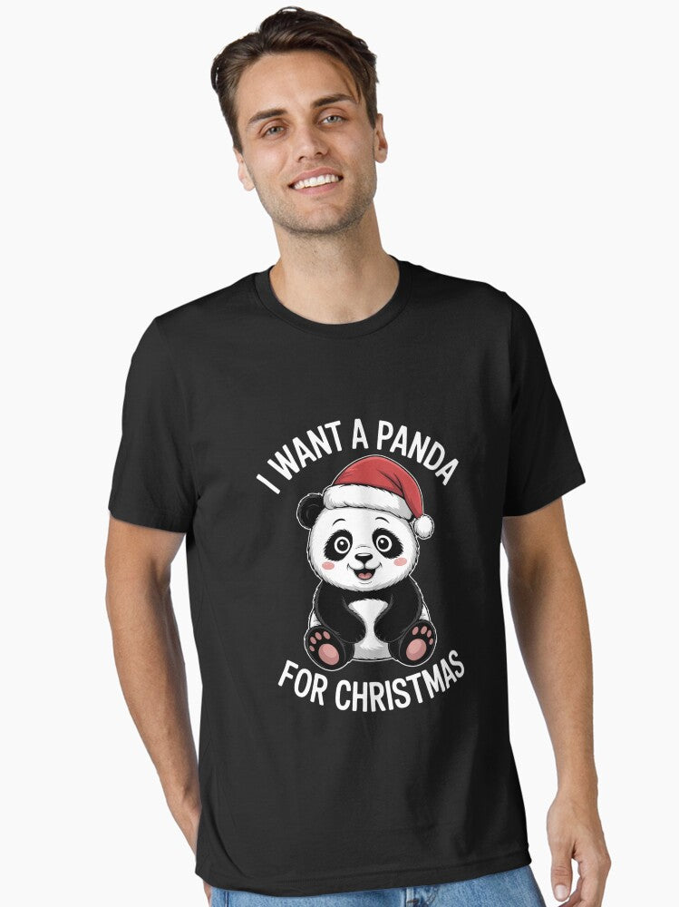 I Want A Panda For Christmas Panda Boys Girls Pajamas Essential T-Shirt | Premium Unisex T-Shirt, Trending Graphic Tee