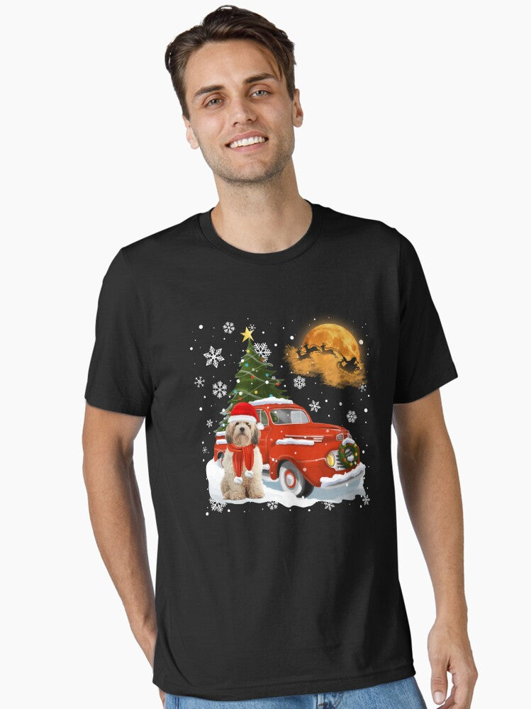 Cavachon Vintage Wagon Red Truck Christmas Tree Pajamas Essential T-Shirt | Premium Unisex T-Shirt, Trending Graphic Tee
